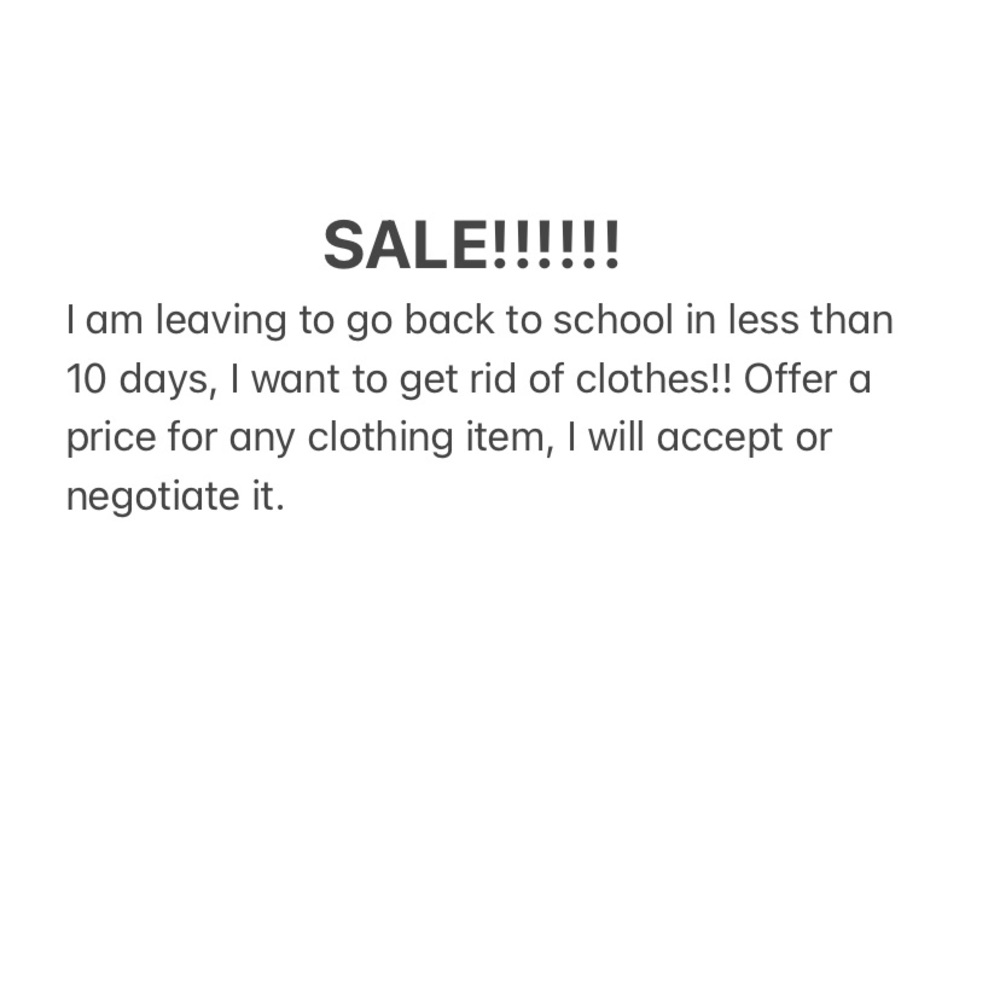 sale!!! check out of my closet and make offers!!!